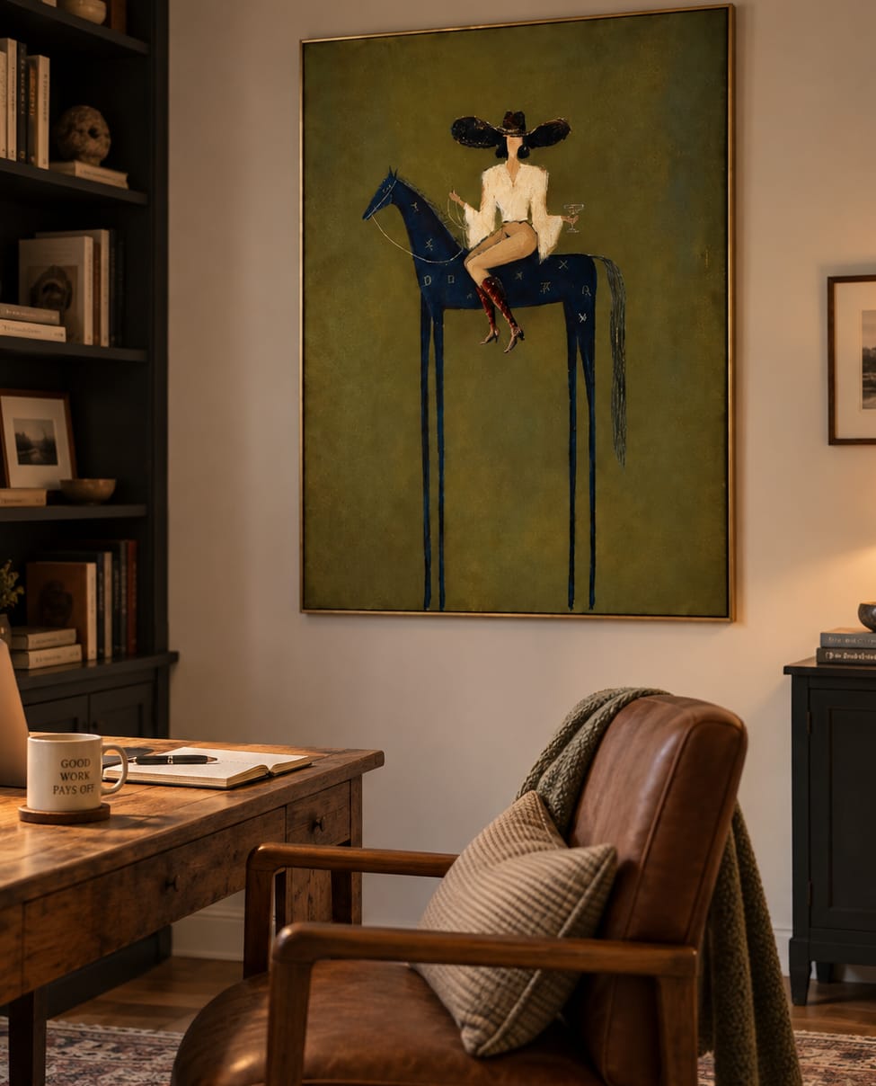 Customer photo review of Midnight Toast-Cowgirl Horse Painting