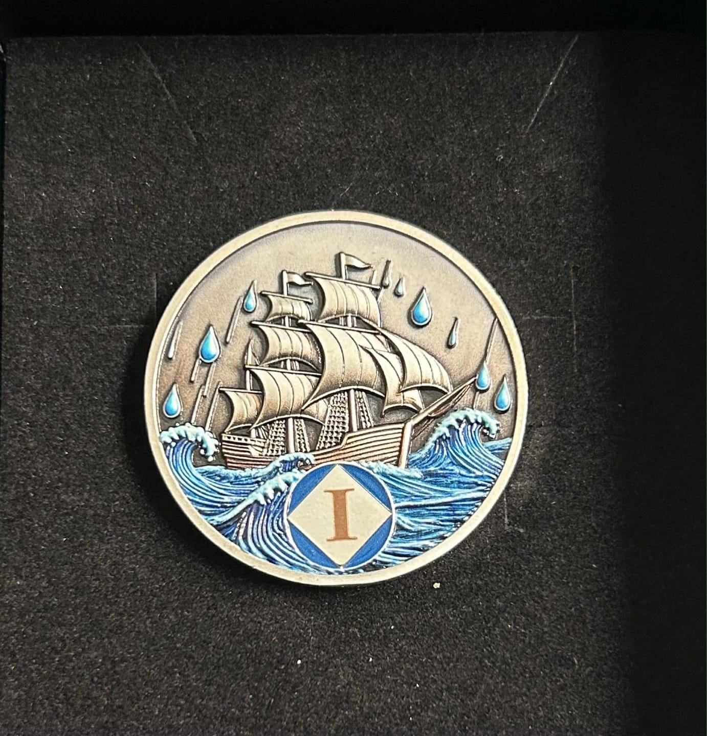 Customer photo review of Personalized Braving the Storm NA Recovery Coin – Personalize Any Day, Month or Year