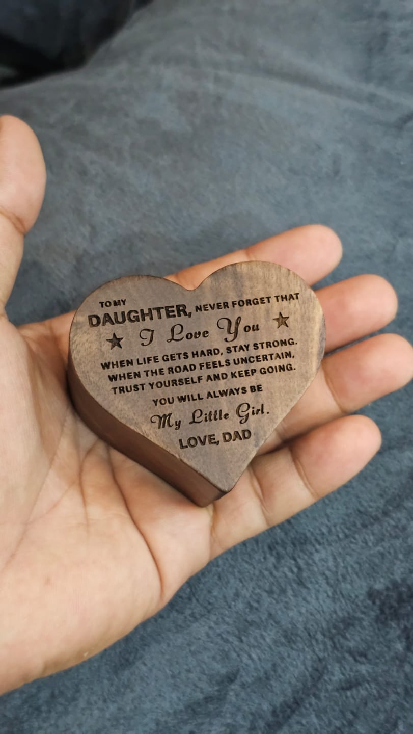 Customer photo review of To My Daughter / Love Dad Luxury Wood Heart Necklace Gift #2609
