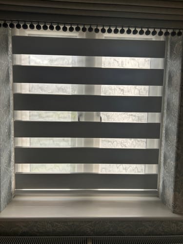Customer photo review of SmartWings Motorized Zebra Shades 85% Blackout 95mm Ingrid