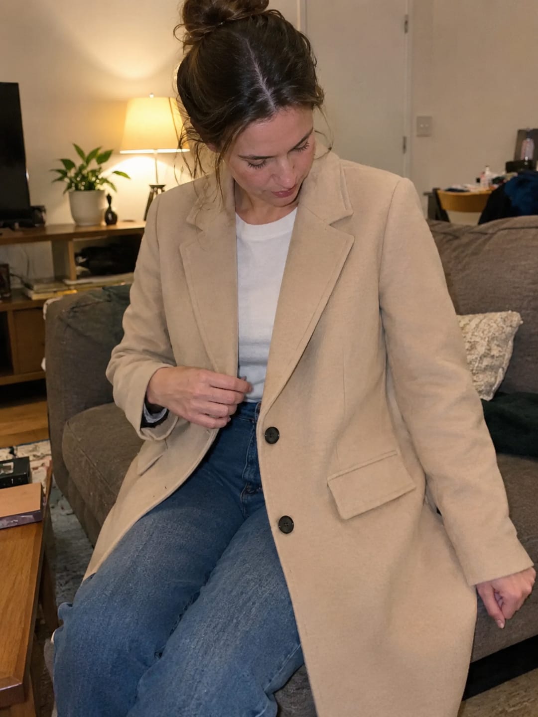 Customer photo review of Classic Long Single-Breasted Coat