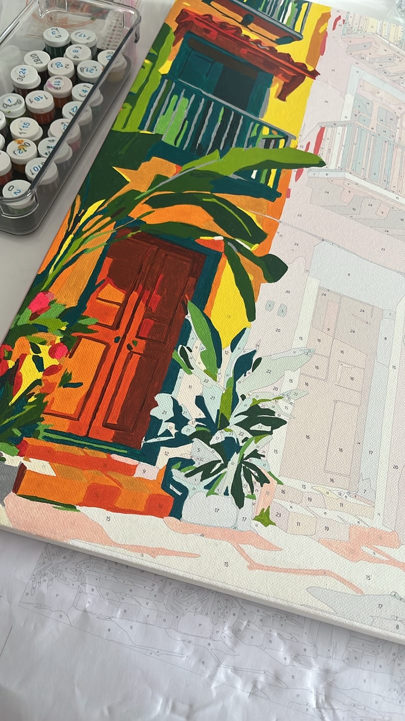 Customer photo review of Tropical Facades | Paint by Number