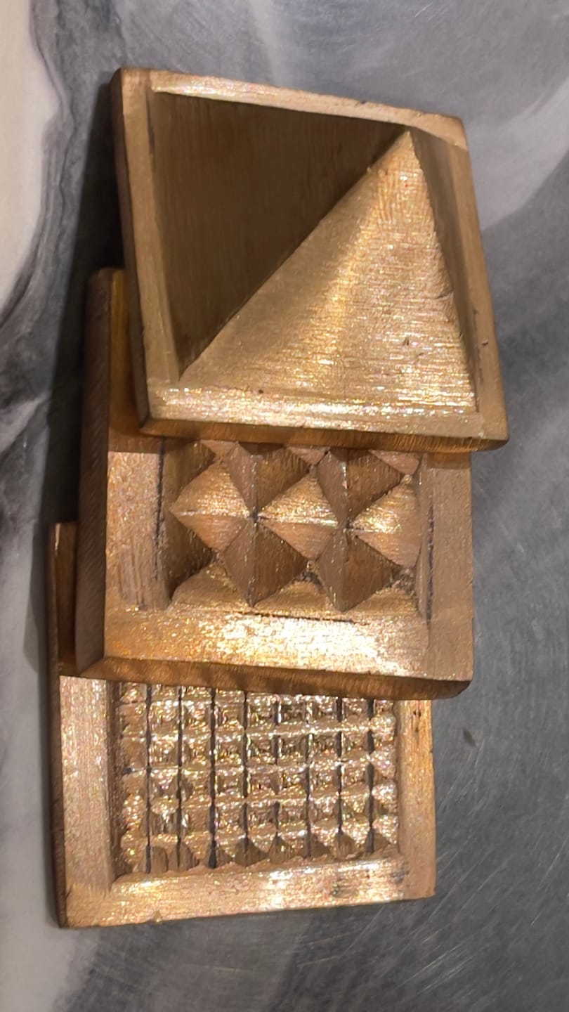 Customer photo review of 3-Layer Copper Pyramid Vastu Remedy for Energy Amplification, Prosperity and South East Direction Activation for Home, Office and Vastu Correction | 5-7.6 cm | 665 g