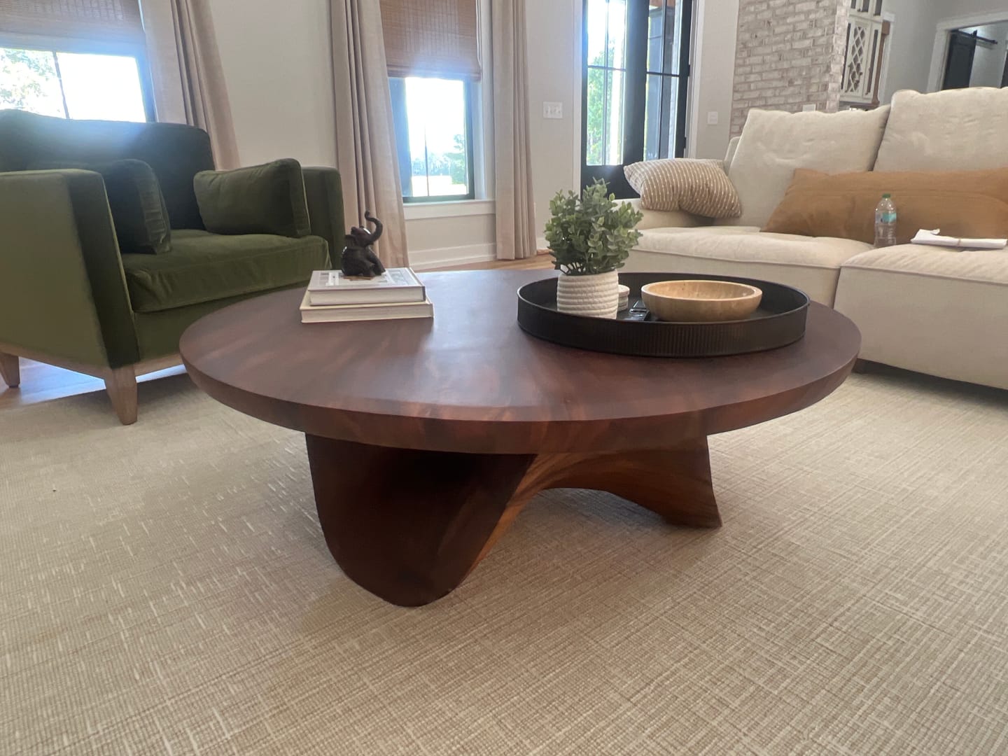 Customer photo review of Sculptural Round Coffee Table For Holiday Decor