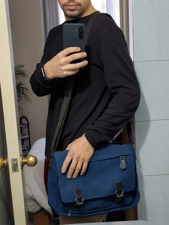 Customer photo review of Oil-Waxed Canvas Sling Bag