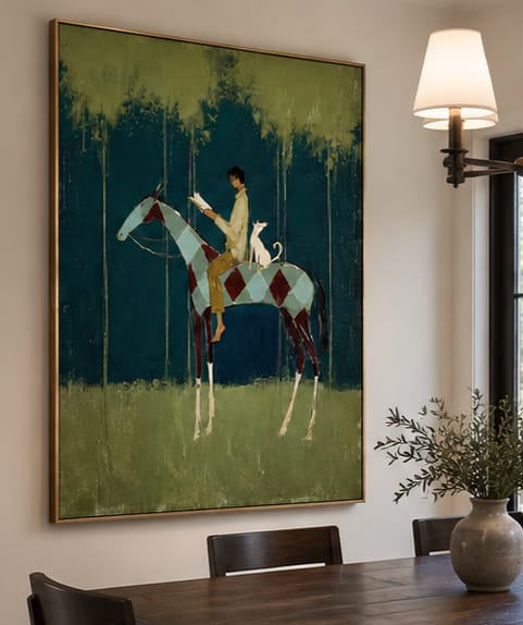 Customer photo review of Forest Reader-Horse and Dog Folk Painting