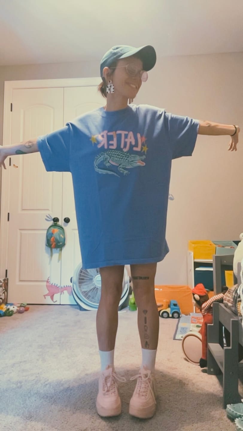 Customer photo review of Later Gator | Neon Blue Comfort Color