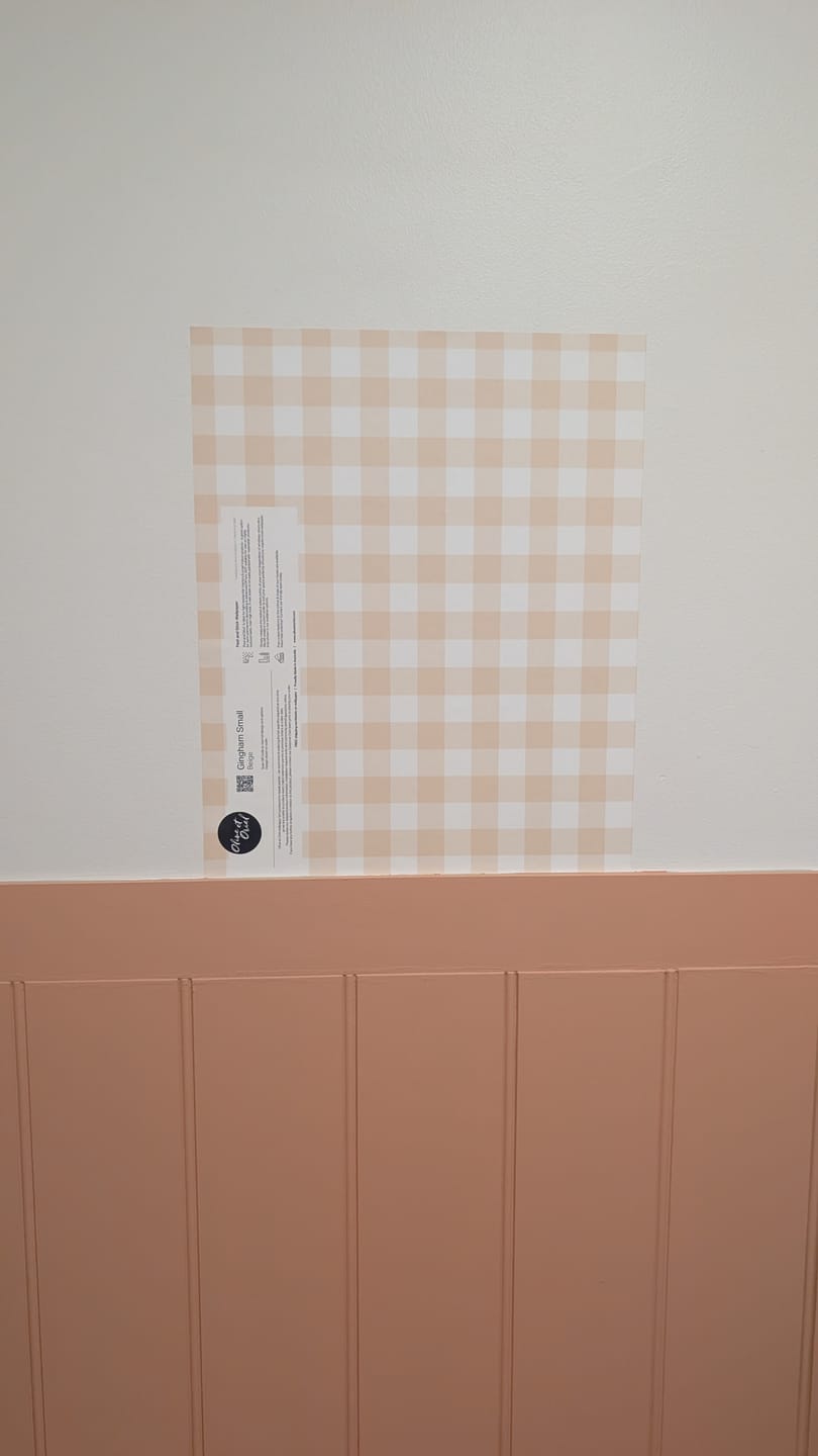 Customer photo review of Small Gingham Check Beige Wallpaper