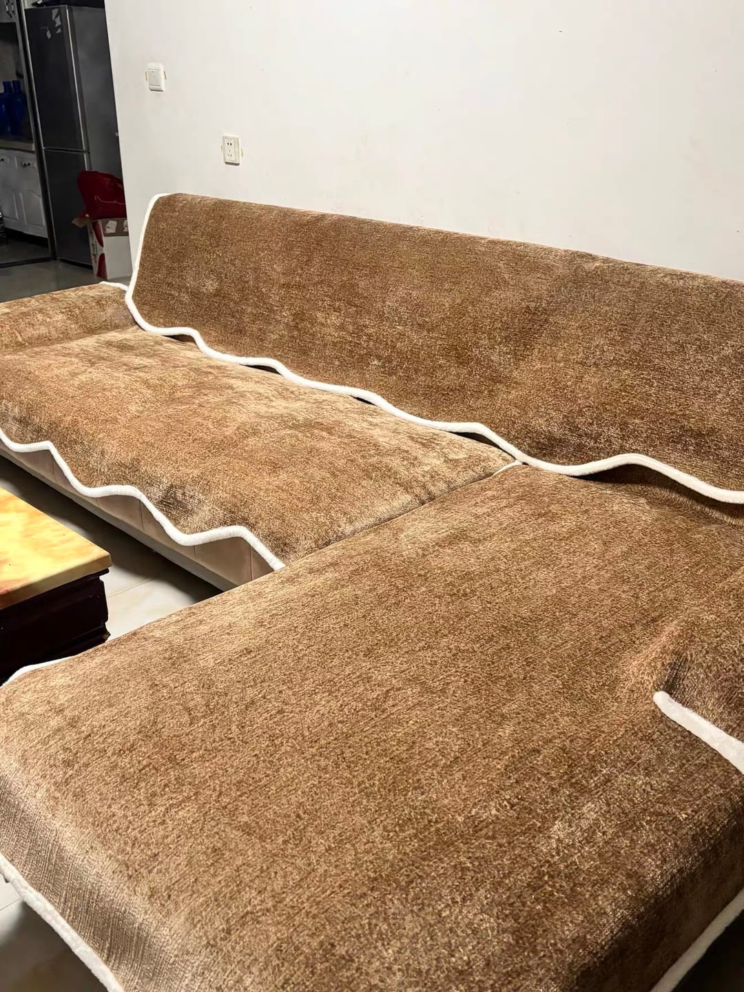 Customer photo review of Wavelle Waterproof Plush Velvet Pet Couch Cover