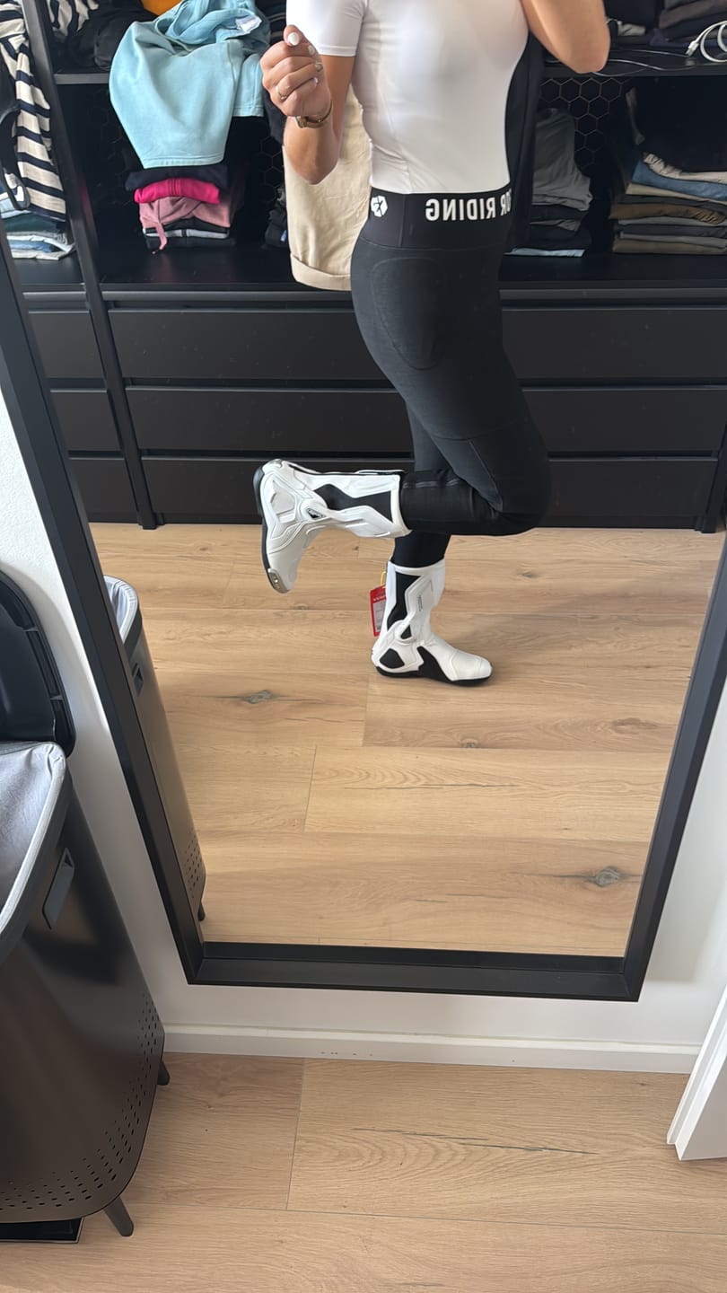 Customer photo review of Motorcycle Riding Boots White