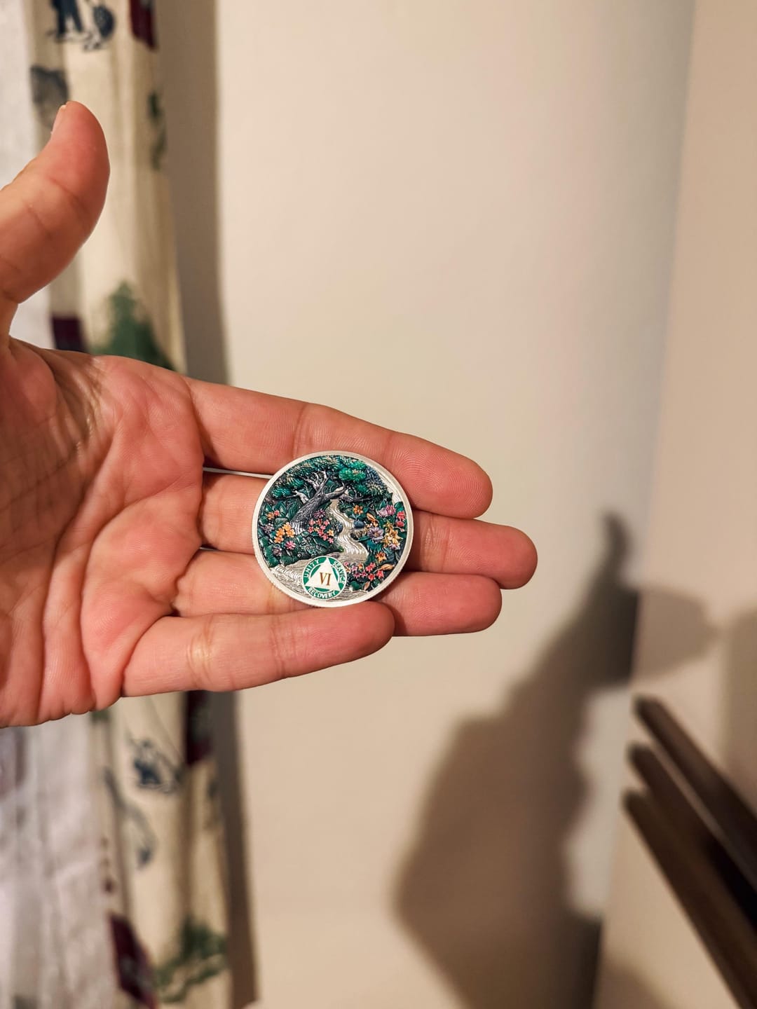 Customer photo review of 1–12 Month Seasonal Landscape Sobriety Coins – Personalize Any Day, Month or Year
