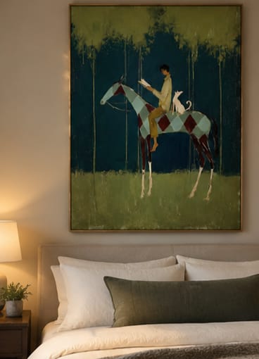 Customer photo review of Forest Reader-Horse and Dog Folk Painting
