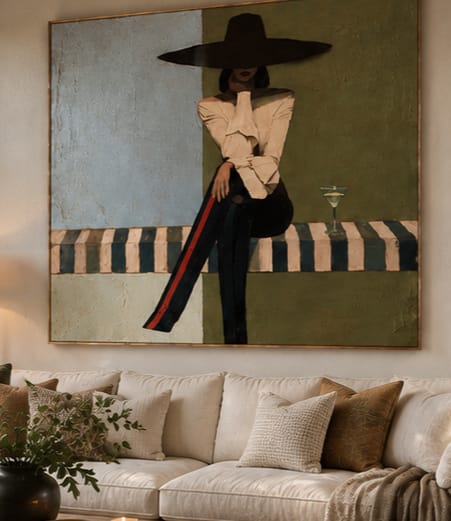 Customer photo review of Olive Pause-Wide Hat Western Woman Painting