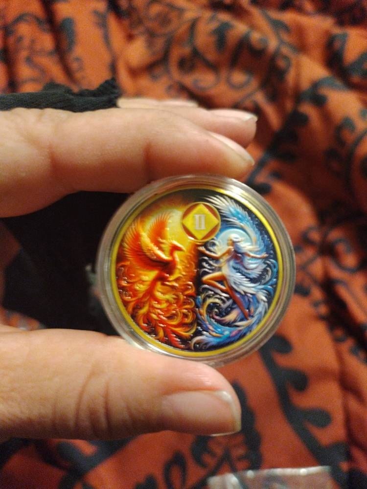 Customer photo review of Personalized Phoenix Fairy Sun and Moon NA Recovery Coin – Personalize Any Day, Month or Year