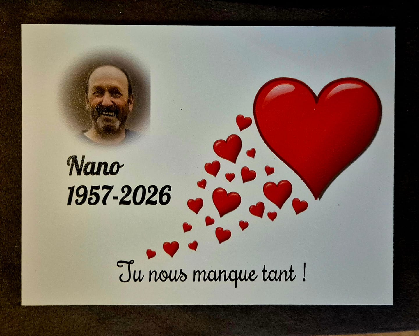 Customer photo review of Plaque Funéraire Cœur & Étoile Filantes