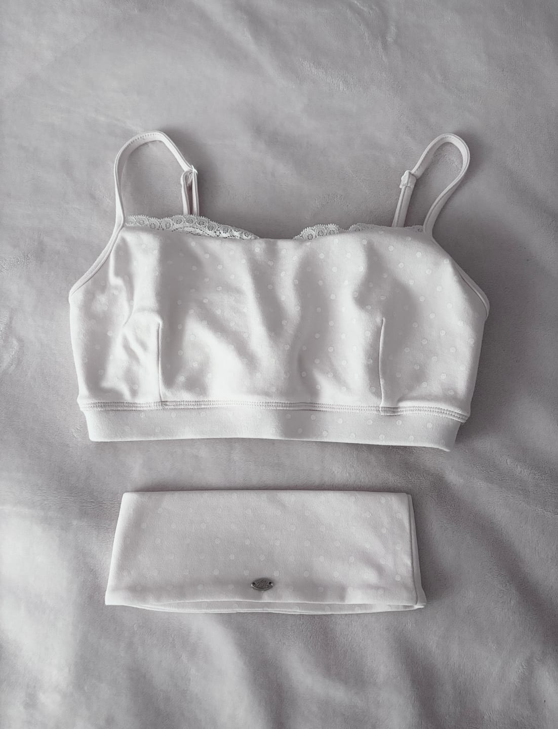 Customer photo review of Whimsy Doll Cotton Polka Active Bralette(Pink)