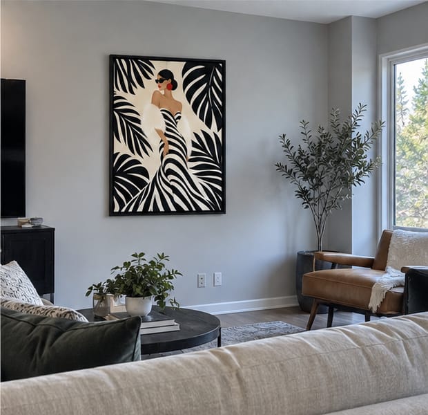 Customer photo review of Black and White Fashion Woman Canvas Wall Art