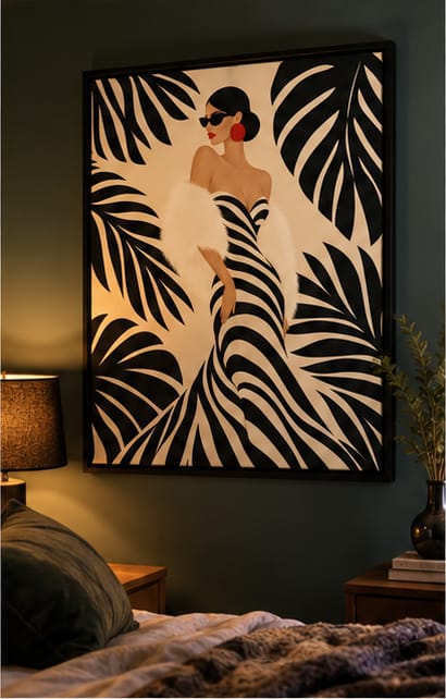 Customer photo review of Black and White Fashion Woman Canvas Wall Art