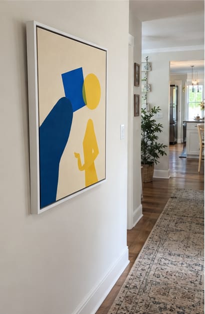 Customer photo review of Blue and Yellow Abstract Figure Canvas Wall Art
