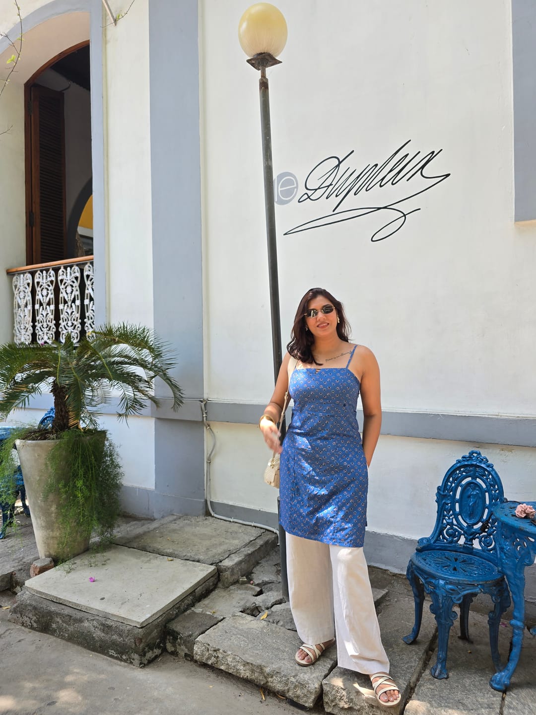 Customer photo review of Aahista Blue Handblock Kurta Set