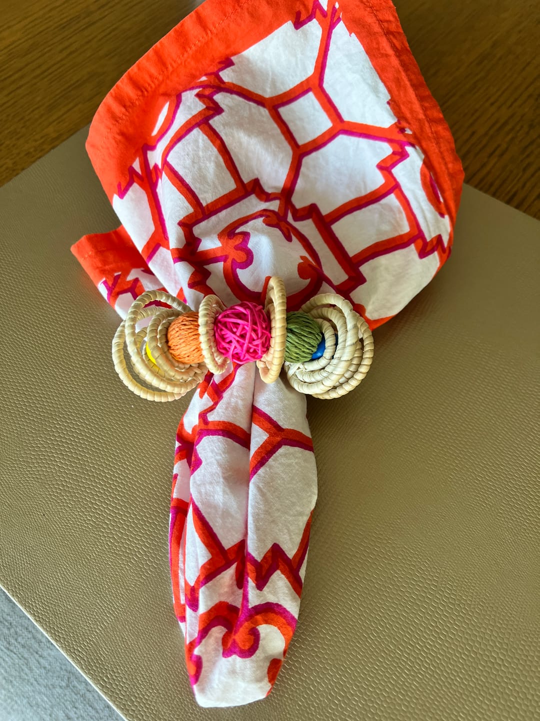 Customer photo review of Kim Seybert Calypso Multi Color Napkin Ring