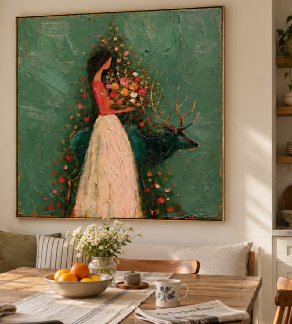 Customer photo review of Wildflower Grace-Woman and Stag Floral Painting