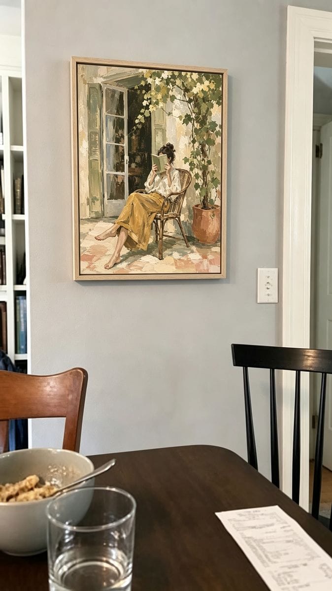 Customer photo review of Quiet Reading Woman Painting #CA168