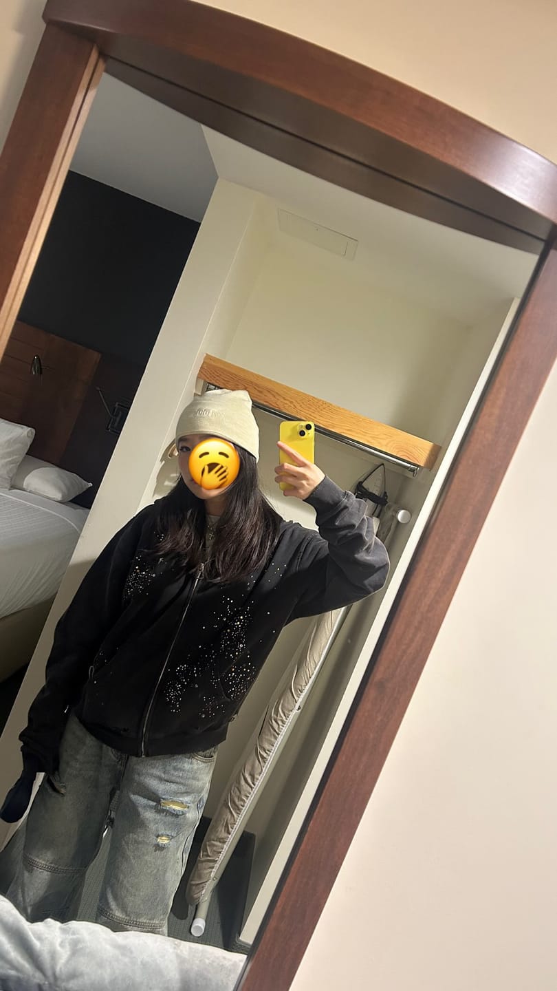 Customer photo review of Aelfric Eden Rhinestone Boxy Zip Up V302 Hoodie