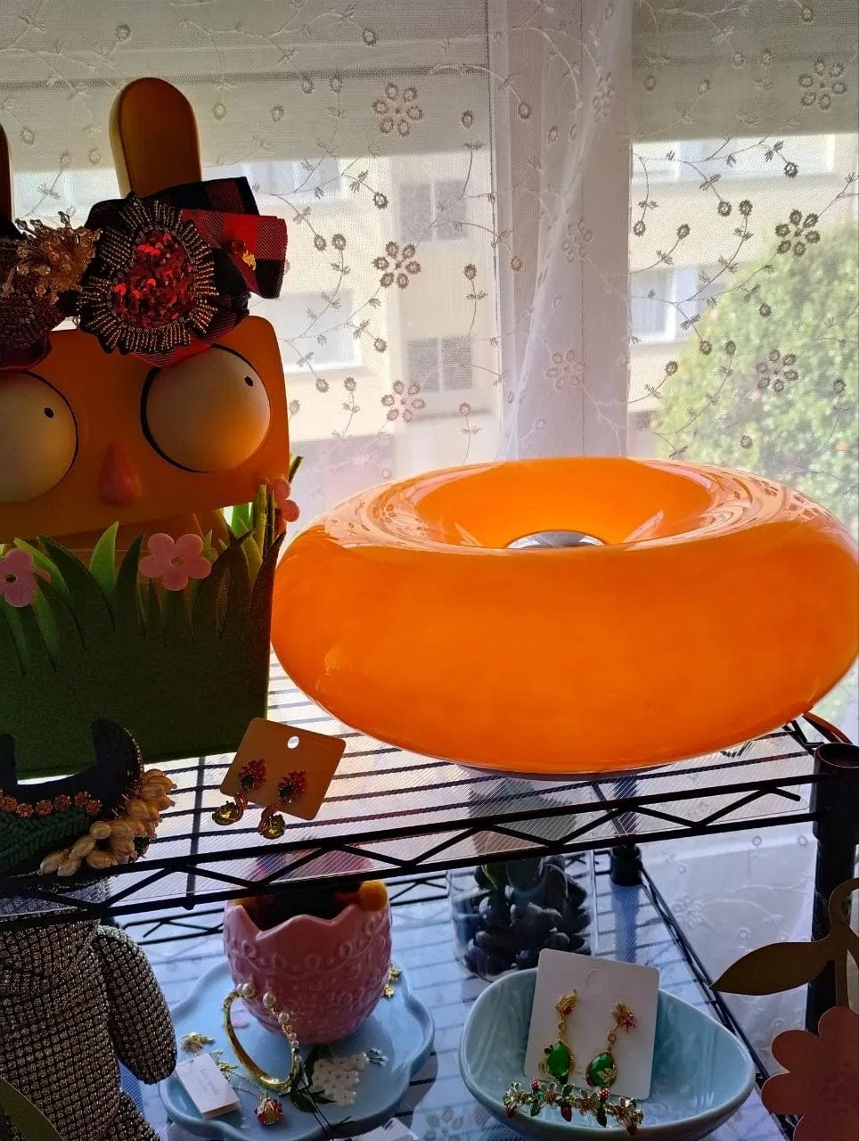 Customer photo review of Blown Glass Donut Lamp