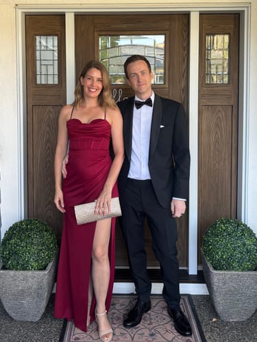Customer photo review of Sloanne High Slit Maxi Dress by Bariano - RENTAL