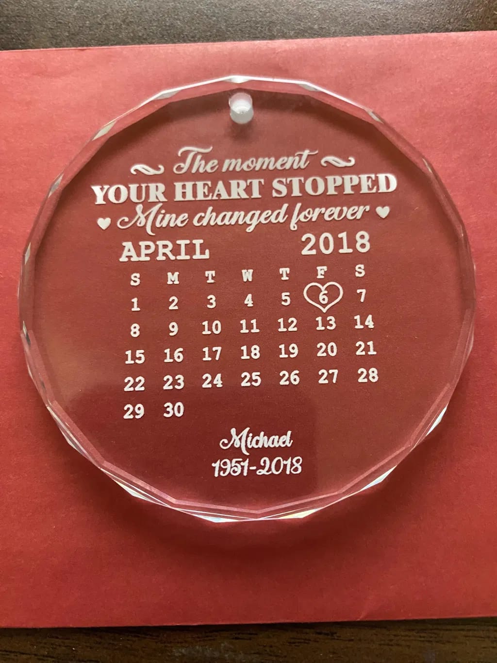 Customer photo review of The Moment Your Heart Stopped Mine Changed Forever - Personalized Memorial Ornament