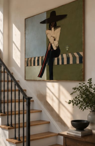 Customer photo review of Olive Pause-Wide Hat Western Woman Painting