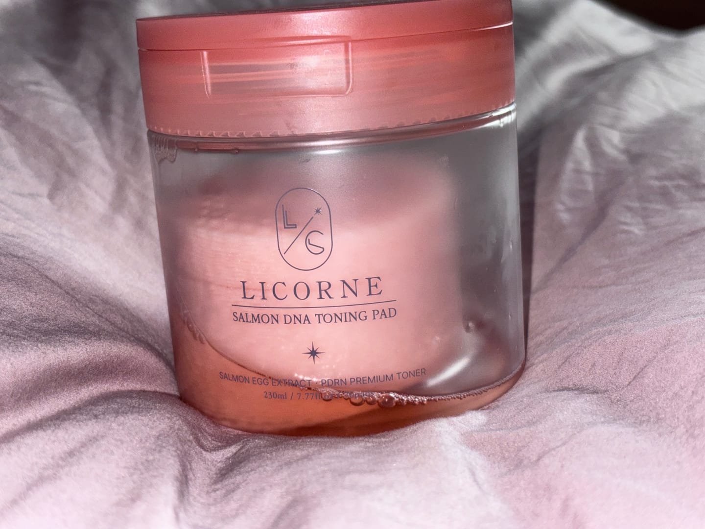 Customer photo review of Licorne Salmon DNA Toner Pad (70stk) - Glød, fukt og aldersforebyggende pleie