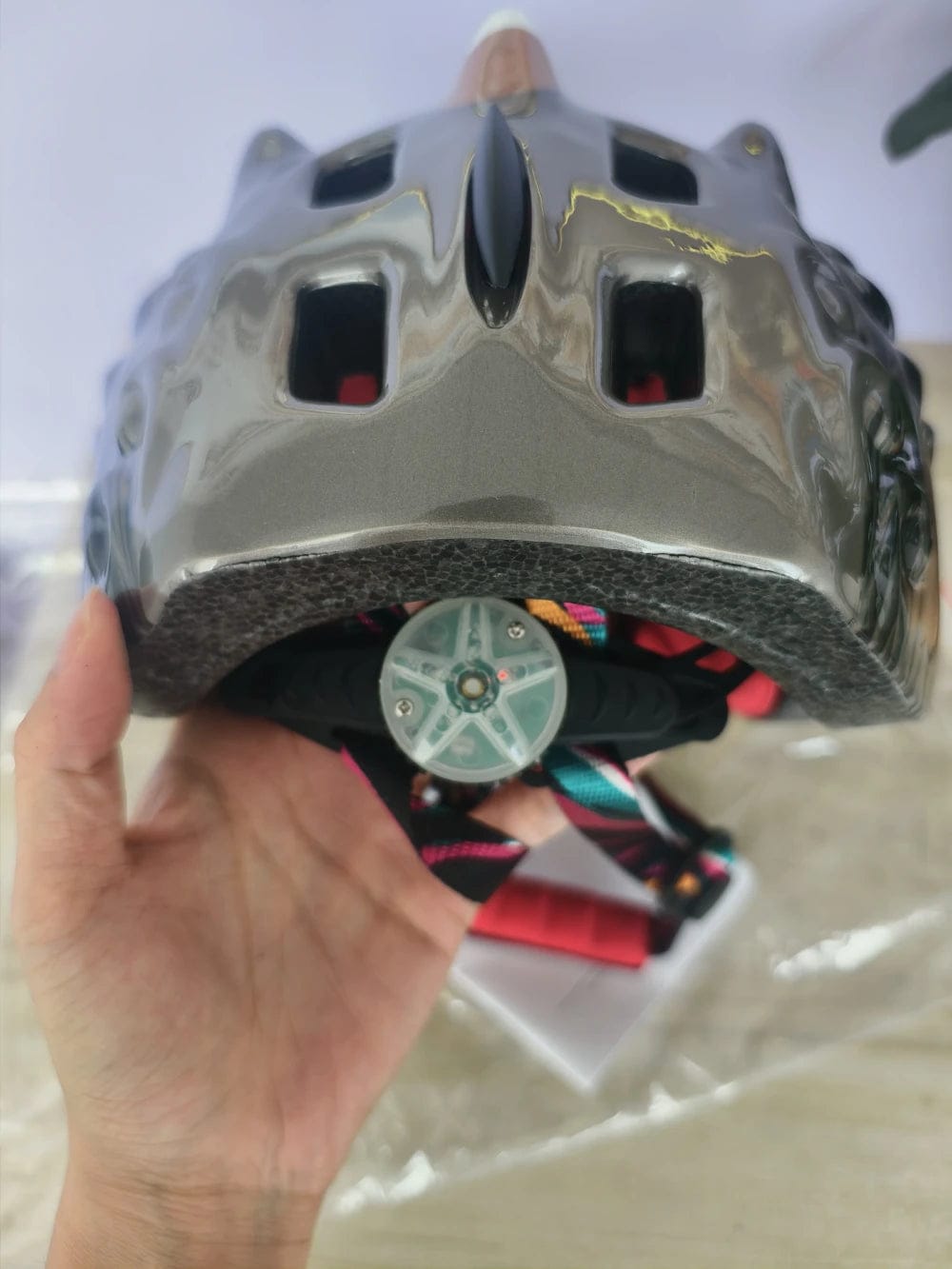 Customer photo review of Kids 3D Dinosaur Bike Helmet with LED Safety Light