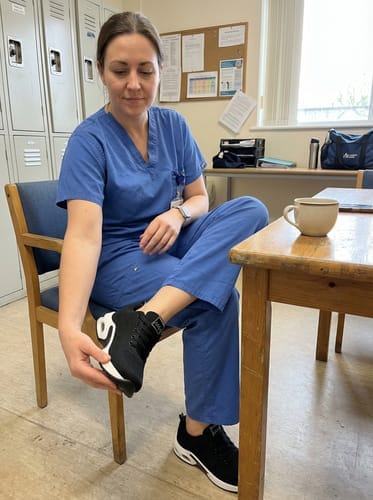 Customer photo review of Norvan 12-Hour Shift Shoes for All-Day Foot, Knee & Back Pain Relief
