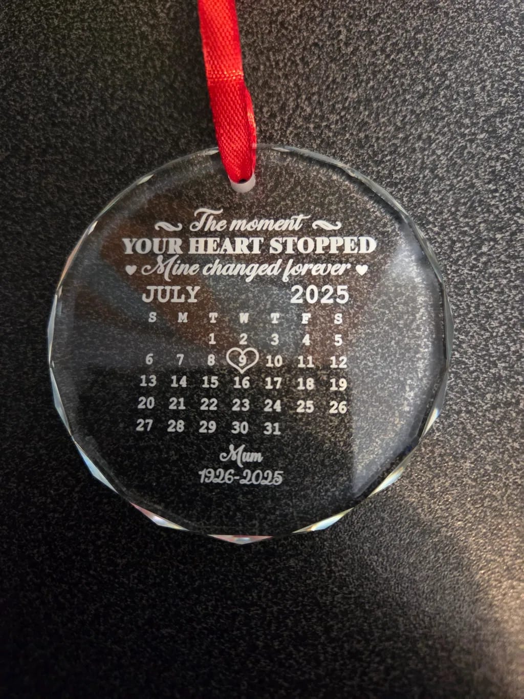 Customer photo review of The Moment Your Heart Stopped Mine Changed Forever - Personalized Memorial Ornament