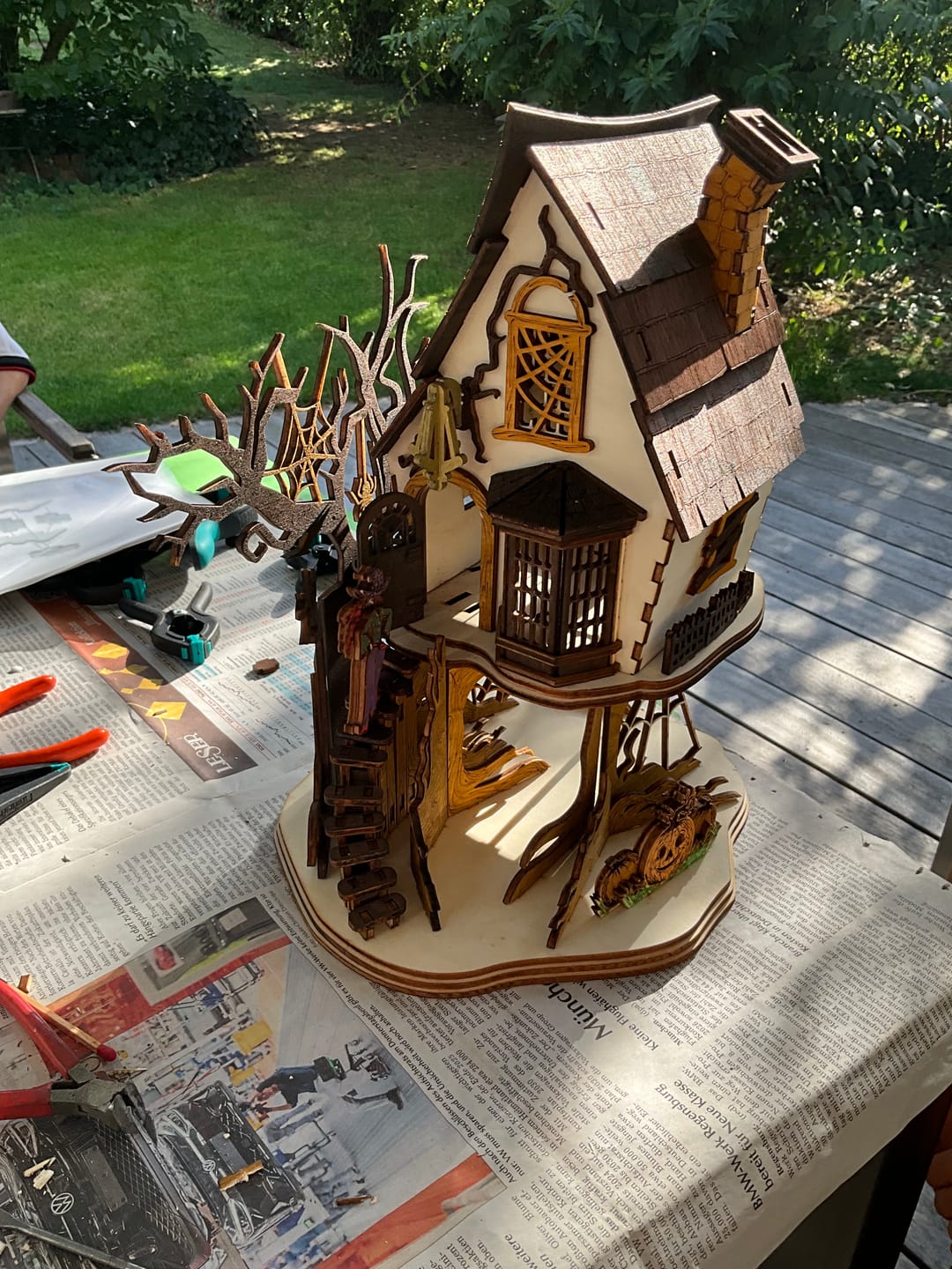 Customer photo review of Halloween Pumpkin House Haunted Mansion SVG Laser Cut