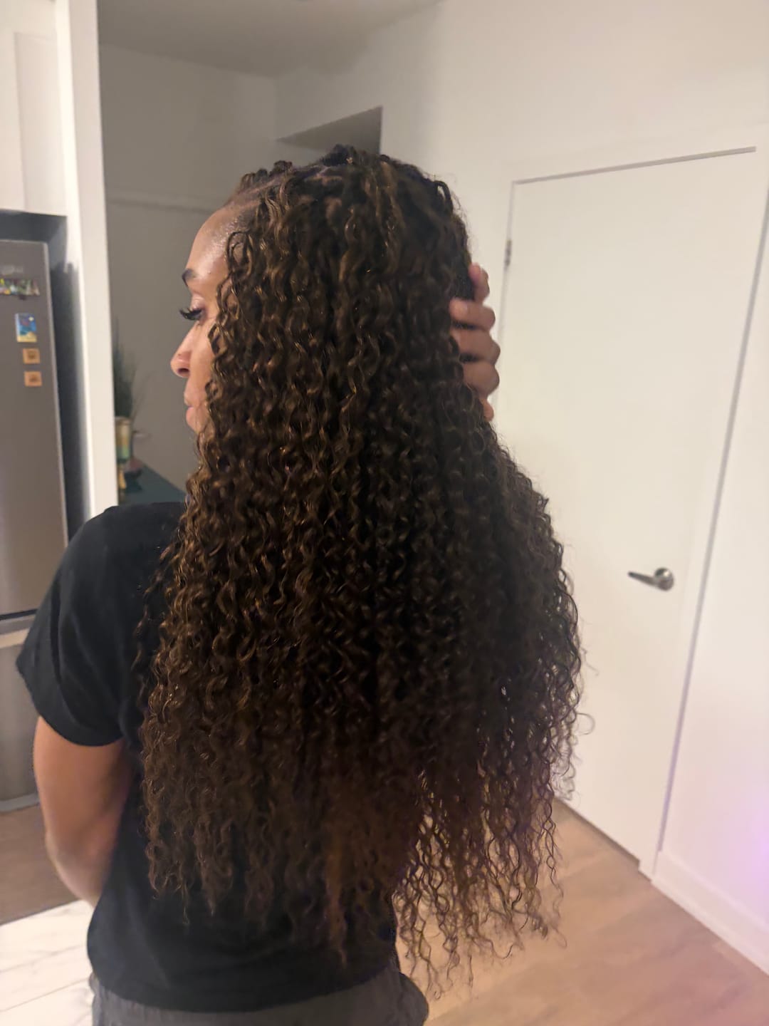 Customer photo review of #4 Medium Brown Water Wave Human Crochet Hair