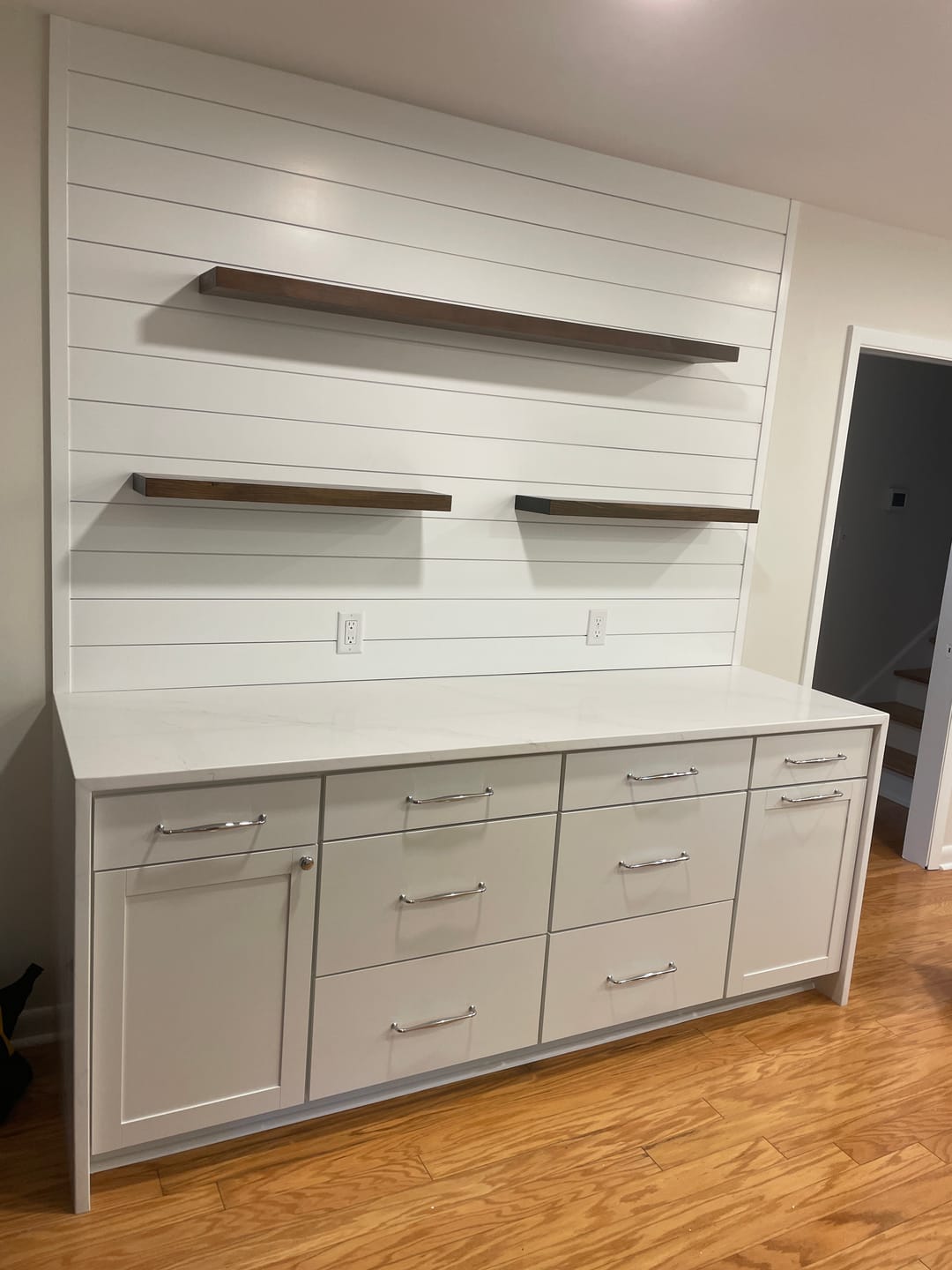 Customer photo review of Rustic Pine Floating Shelves