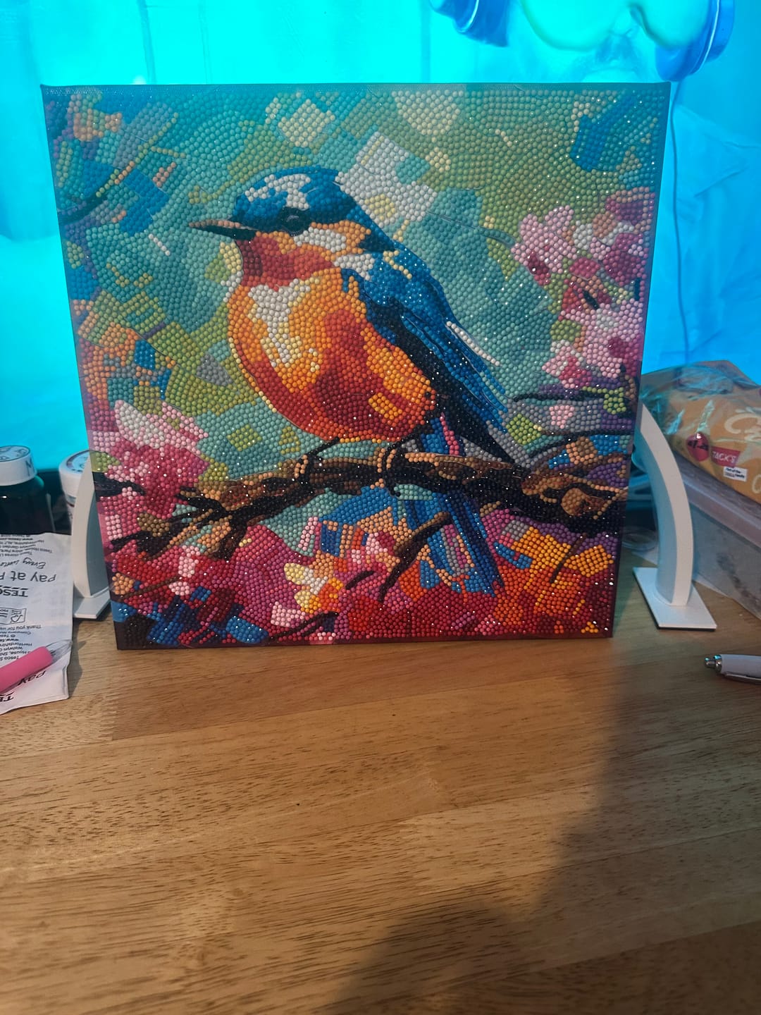 Customer photo review of "Spring Robin" Crystal Art Canvas Kit 30x30cm