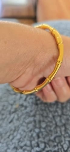 Customer photo review of 18K Gold Plated Bamboo Node Cuff Bangle for You