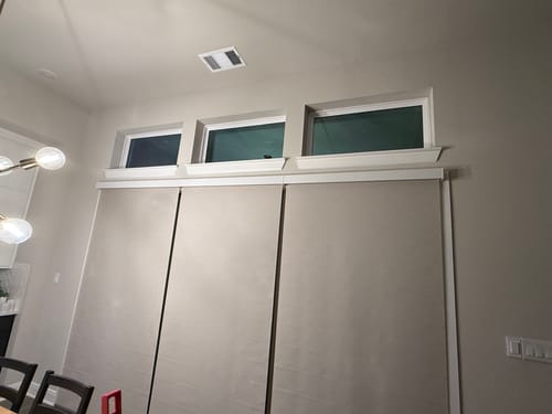 Customer photo review of SmartWings Motorized Light Filtering Roller Shades 70% Blackout Safari