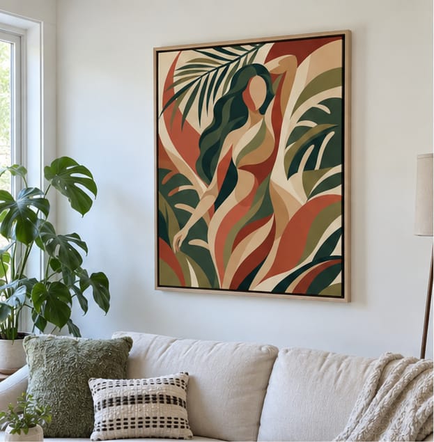 Customer photo review of Abstract Tropical Woman Canvas Wall Art