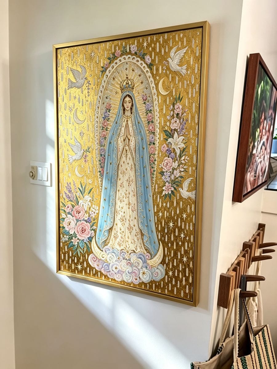 Customer photo review of Haloed Devotional Figure in a Golden Floral Arch #BP142