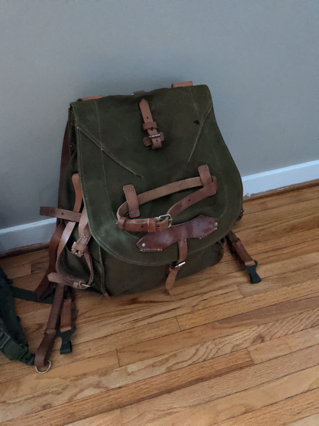 Customer photo review of Genuine Romanian army rucksack bag military surplus OD shoulder strap canvas