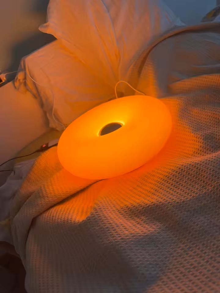 Customer photo review of Blown Glass Donut Lamp