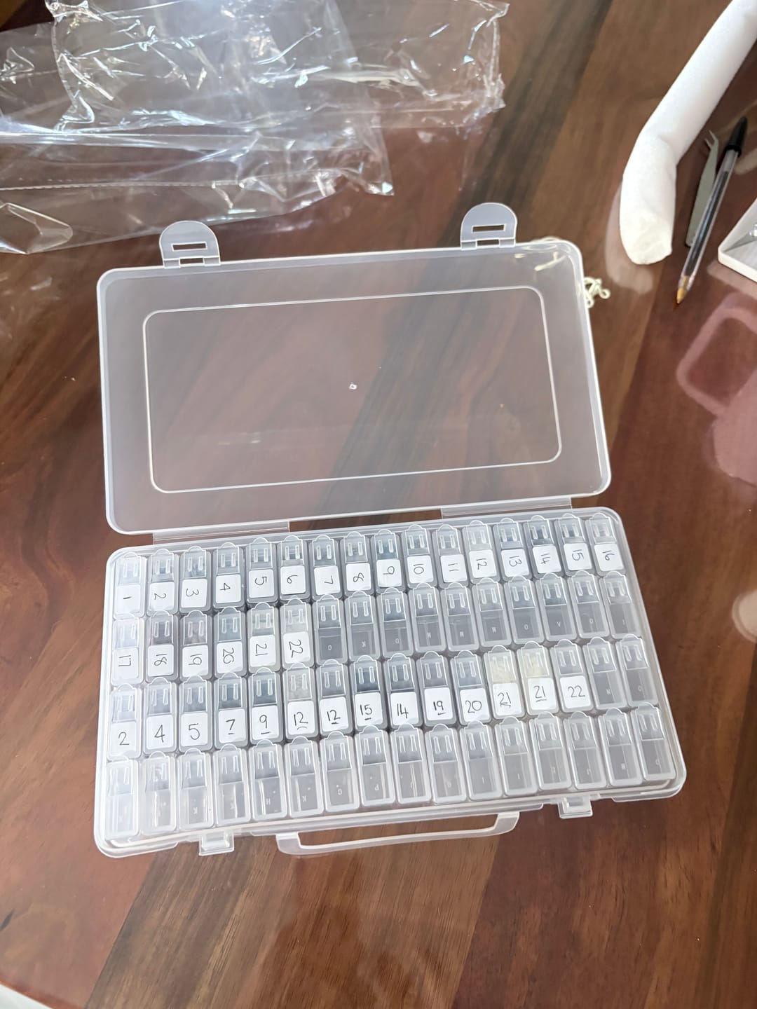 Customer photo review of Large storage box with 64 small transparent boxes