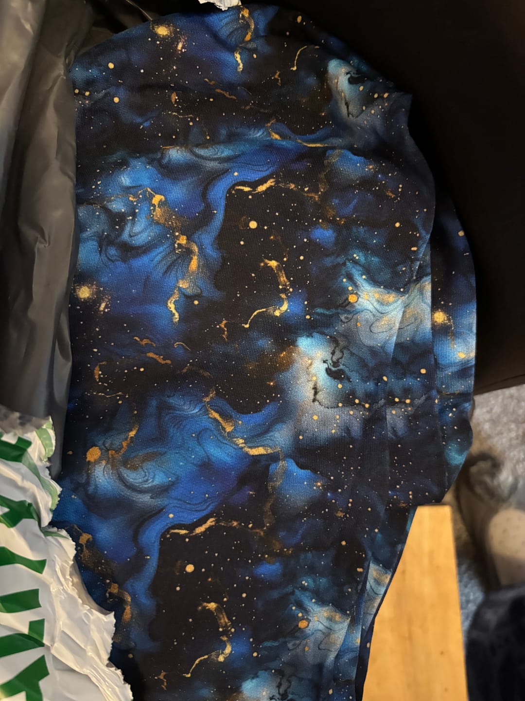 Customer photo review of Stardust Glow on Navy French Terry Fabric