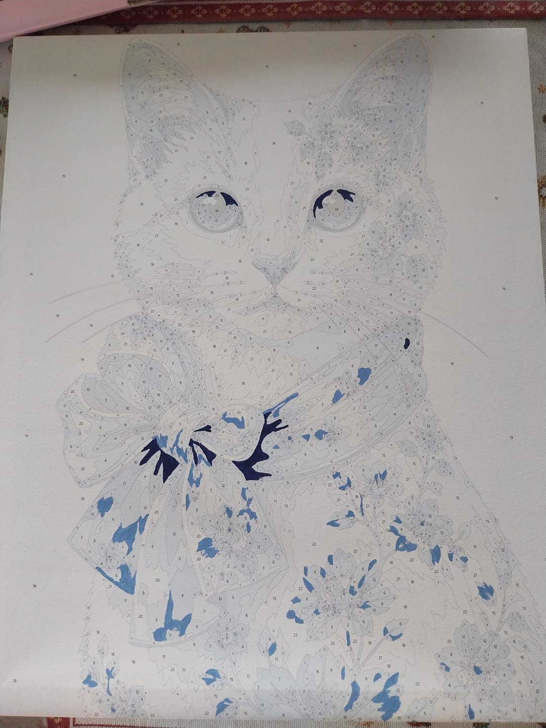 Customer photo review of Delft Blue Kitten | Paint by Number