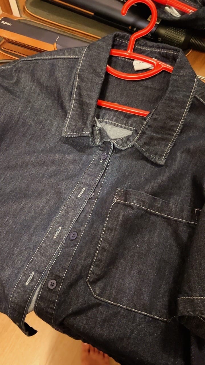 Customer photo review of Women's Cropped Denim Shirt